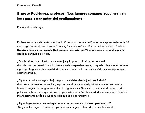 Ernesto Rodríguez, profesor: “Los lugares comunes espumean en las aguas estancadas del confinamiento”